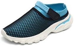 SMajong Clogs Herren Damen Weiche Pantoletten Atmungsaktiv Hausschuhe Leichte Gartenschuhe Slip On Freizeit Schuhe Schwarz Blau, Gr.46 von SMajong