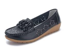 SMajong Damen Mokassins Schuhe Bootsschuhe Bequeme PU Leder Loafers Slip on Freizeitschuhe Flache Fahren Schuhe Slippers 42 EU (Etikettengröße 43) von SMajong