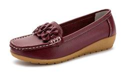 SMajong Damen Mokassins Schuhe Bootsschuhe Bequeme PU Leder Loafers Slip on Freizeitschuhe Flache Fahren Schuhe Slippers 43 EU (Etikettengröße 44) von SMajong