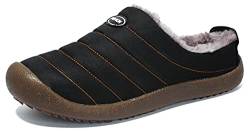 SMajong Warme Hausschuhe Winter Pantoffeln Gefüttert Winterschuhe Slip-On Plüsch Pantoletten Clogs Wasserdicht Rutschfeste Outdoor Slipper für Herren Damen Große Größe 39 schwarz von SMajong