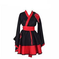 SMchwbc Cosplay 6 Arten Anime Lolita Kleid Frauen Cosplay Kostüm Akatsuki Kimono Maid Kleid Uchiha Sasuke Lolita Kleidung Anzug Dienstmädchen-Outfit (Color : SetA, Size : 3XL) von SMchwbc