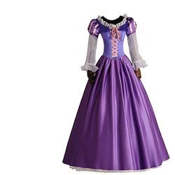 SMchwbc Cosplay Erwachsene Frauen Prinzessin Rapunzel Cosplay Kostüm DramaKostüm Mädchen Frauen Kostüm Lila Schnürballkleid Partykleid Dienstmädchen-Outfit (Color : Dress and Wig, Size : L) von SMchwbc