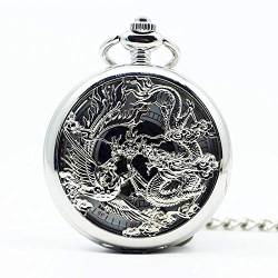 Classic Bronze Dragon and Phoenix Hollow Mechanische Taschenuhr SteamWomen Uhr mit hängender Halskette Taschenuhr von SNEN-ESDG