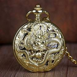 Gold mechanische Taschenuhren Dragon Animal Halskette Kette Handaufzug Taschenuhr Herren Damenuhren mit Kettentaschenuhr von SNEN-ESDG