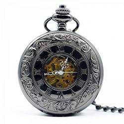 Retro Antik Schwarz SteamHand Wind mechanische Taschenuhr Herren Halskette Uhr Taschenuhr Geschenke für die Familie dekorieren von SNEN-ESDG