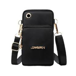 Handytasche zum Umhängen Damen mit Kopfhörer Eingang & Verstellbar Schultergurt, Kleine Handy Umhängetasche Frauen, Crossbody Handy Brieftasche Schultertasche für Handy unter 6.5 Zoll (Schwarz1) von SNOWAQUA