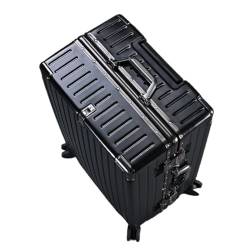 Trolley-Koffer Aluminiumrahmen-Koffer for Männer Und Frauen, Leiser Universal-Rollen-Trolley, Studenten-Reisecode-Box Reisekoffer (Color : Black, Size : A) von SNUFF