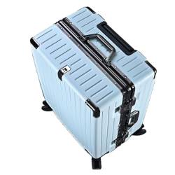Trolley-Koffer Aluminiumrahmen-Koffer for Männer Und Frauen, Leiser Universal-Rollen-Trolley, Studenten-Reisecode-Box Reisekoffer (Color : Blue, Size : A) von SNUFF