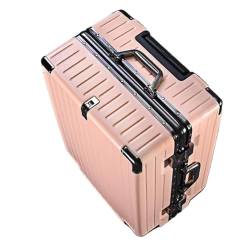 Trolley-Koffer Aluminiumrahmen-Koffer for Männer Und Frauen, Leiser Universal-Rollen-Trolley, Studenten-Reisecode-Box Reisekoffer (Color : Pink, Size : A) von SNUFF