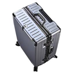 Trolley-Koffer Aluminiumrahmen-Koffer for Männer Und Frauen, Leiser Universal-Rollen-Trolley, Studenten-Reisecode-Box Reisekoffer (Color : Silver, Size : A) von SNUFF