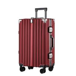 Trolley-Koffer Reisetrolley-Koffer mit Aluminiumrahmen, große Kapazität, Retro-22-Zoll-Universalräder for Männer und Frauen Reisekoffer (Color : Red, Size : A) von SNUFF