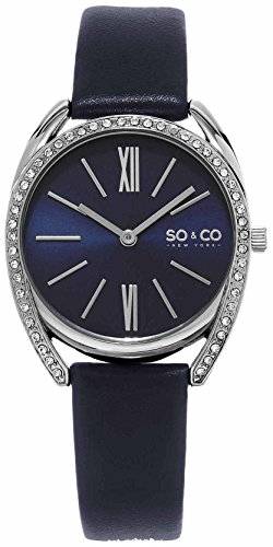 SO & CO New York Damen Analog Quarz Uhr mit Leder Armband 5097.2 von SO & CO New York