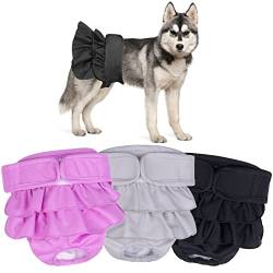 SOARFLY Wiederverwendbare Hundewindeln,3 Stück Robuste und waschbare Hundewindeln für Hündinnen mit hoher Saugfähigkeit,Süße Hundewindeln und umweltfreundliche Wärmehosen für Hündinnen (L) von SOARFLY