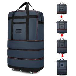 SOBIY Erweiterbarer, faltbarer Koffer mit Rollen, großes Fassungsvermögen, Roll-Reisetasche, Seesack, leichte Seesäcke für Männer und Frauen, Blau, Medium, Faltbarer Koffer von SOBIY