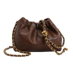 SOBW Damen-Umhängetasche mit Kette, PU-Leder, Umhängetasche, vielseitige, plissierte Hobo-Tasche, Umhängetasche, tägliche Dating-Geldbörse von SOBW