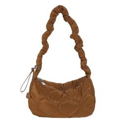 SOBW Puffy Crescent Bag mit Kordelzug, leicht gepolsterte Hobo-Tasche, geschwollene Umhängetasche, Pendlertasche, gesteppte Damen-Umhängetasche von SOBW