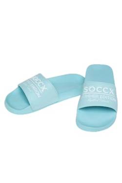 SOCCX Damen Beach Slipper mit Logo Design Lagoon Blue 36 von SOCCX