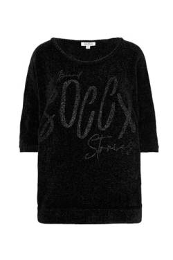 SOCCX Damen Chenille-Pullover mit tonigem Glitter Logo Black XL von SOCCX