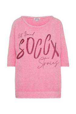SOCCX Damen Chenille-Pullover mit tonigem Glitter Logo Happy Pink XL von SOCCX