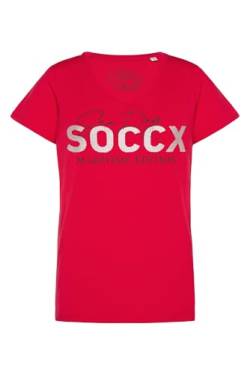 SOCCX Damen Logo T-Shirt mit V-Ausschnitt Clear Red L von SOCCX