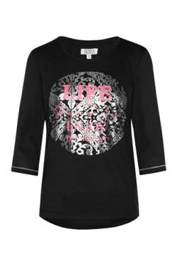 SOCCX Damen Shirt mit 3/4-Arm und rundem Print Black XXXL von SOCCX