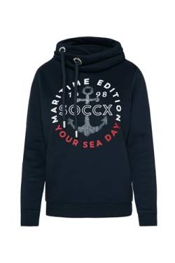 SOCCX Damen Sweatshirt mit hohem Kragen und Artwork Blue Navy S von SOCCX