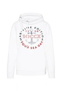 SOCCX Damen Sweatshirt mit hohem Kragen und Artwork Opticwhite Xs von SOCCX