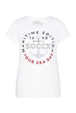 SOCCX Damen T-Shirt mit Anker-Print Opticwhite XL von SOCCX