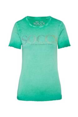 SOCCX Damen T-Shirt mit Logo aus bunten Schmucksteinen Active Green L von SOCCX
