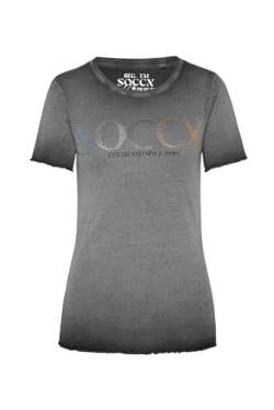 SOCCX Damen T-Shirt mit Logo aus bunten Schmucksteinen Black L von SOCCX
