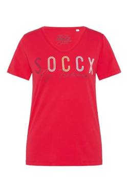 SOCCX Damen T-Shirt mit V-Ausschnitt Clear Red L von SOCCX