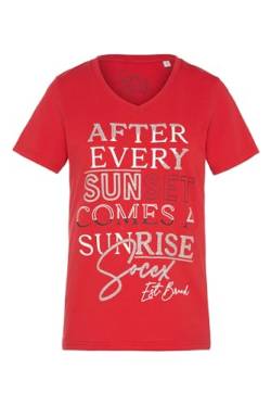 SOCCX Damen T-Shirt mit V-Ausschnitt und Artwork Red XL von SOCCX