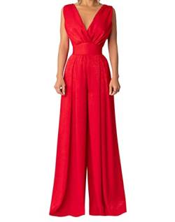 Frauen Overall Büro Damen Business Party Kleider Festivals Leichte und dehnbare Abend Hochzeitskleider (Color : Red, Size : XL) von SOCIAC