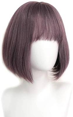 Perücken Herren Perücke Damen Kurze Bob-Perücke Für Frauen, Natürlich Aussehende, Glatte Damen-Bob-Perücke Mit Pony Perücke Täglich von SOCUY