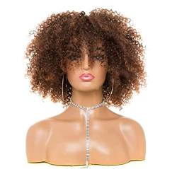 Perücken Herren Perücke Damen Lockige Perücken 70er Afro-Perücken Für Schwarze Frauen,synthetische Afro-lockige Blonde Perücken Für Frauen Perücke Täglich (Color : Brown, Size : 13in) von SOCUY