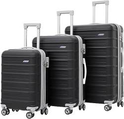 Reisekoffer Rollkoffer Koffer Trolley 3-teiliges Gepäck mit großem Fassungsvermögen, 20/24/28 Zoll, verstellbare Trolley-Koffer mit Rollen Koffer Gepäck (Color : Nero, Size : 20+24+28 in) von SOCUY