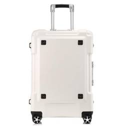 Reisekoffer Rollkoffer Koffer Trolley Hartschalen-Handgepäck Mit Aluminiumrahmen, Koffer Ohne Reißverschluss, TSA-Zahlenschloss Koffer Gepäck (Color : White, Size : 24in) von SOCUY