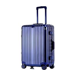 Reisekoffer Rollkoffer Koffer Trolley Reisegepäck-Koffer-Spinner Mit Rollen, Hartschalen-Handgepäckkoffer Für Die Reise Koffer Gepäck (Color : Blu, Size : 26in) von SOCUY