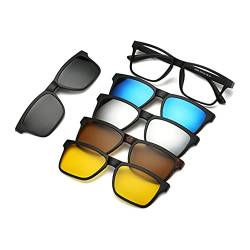 SODMLZ 5 teile/satz Clip Auf Sonnenbrille Frauen Magnetische Clip Auf Brille Männer Polarisierte Clip Optische Myopie Brillen Brillengestell (A) von SODMLZ