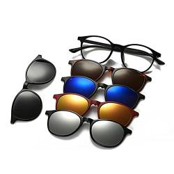 SODMLZ 5 teile/satz Clip Auf Sonnenbrille Frauen Magnetische Clip Auf Brille Männer Polarisierte Clip Optische Myopie Brillen Brillengestell (B) von SODMLZ