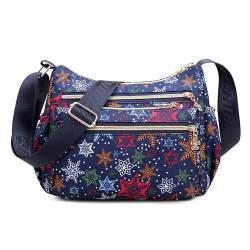 SODOLLEE Damen Umhängetasche Lässig Schultertasche mit Schönes Muster Mehrere Taschen Frauen Crossbody Bag Wasserdicht Nylon Messenger Bag für Reisen Einkaufen Täglicher Gebrauch Blume B von SODOLLEE