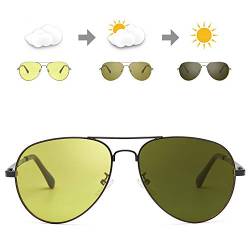 Polarisierte Nachtsichtbrille Sonnenbrille Photochromatisch Herren Sports Nacht Vision Blendschutz Brille für UV400 Schutz Metallrahmen Leicht von SODQW