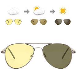 Polarisierte Nachtsichtbrille Sonnenbrille Photochromatisch Herren Sports Nacht Vision Blendschutz Brille für UV400 Schutz Metallrahmen Leicht von SODQW