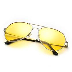 SODQW Nachtfahrbrille Gelbe Linse Anti-Glanz, Polarisiert Fahren Brillen, Nachtsichtbrille Autofahren mit UV400 Schutz von SODQW