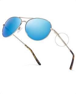 SODQW Polarisiert Sonnenbrill Herren Damen Retro Metallrahmen Brille Sunglasses mit 400 UV-Schutz von SODQW
