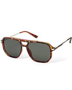 SODQW Polarisierte Sonnenbrille Herren Damen Brille mit 400 UV-Schutz TR90-Rahmen mit doppeltem Steg, 54mm von SODQW