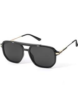 SODQW Polarisierte Sonnenbrille Herren Damen Brille mit 400 UV-Schutz TR90-Rahmen mit doppeltem Steg, 54mm von SODQW