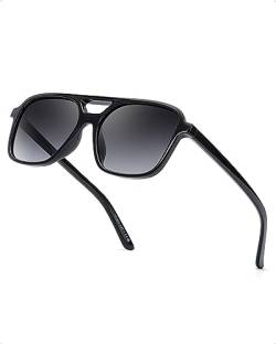 SODQW Polarisierte Sonnenbrille Herren Damen Brille mit 400 UV-Schutz TR90-Rahmen mit doppeltem Steg, 55mm von SODQW