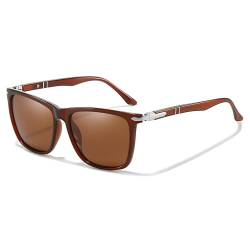 SODQW Polarisierte Sonnenbrille Herren mit 400 UV-Schutz Rechteckig TR90-Rahmen mit doppeltem Steg Ultraleichte Sportsonnenbrille Fahrerbrille Unisex von SODQW