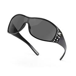 SODQW Sonnenbrille Damen Polarisiert UV400 Schutz Vintage Fashion Trendy Strass Sonnenbrille für Autofahren Angeln Einkaufen von SODQW